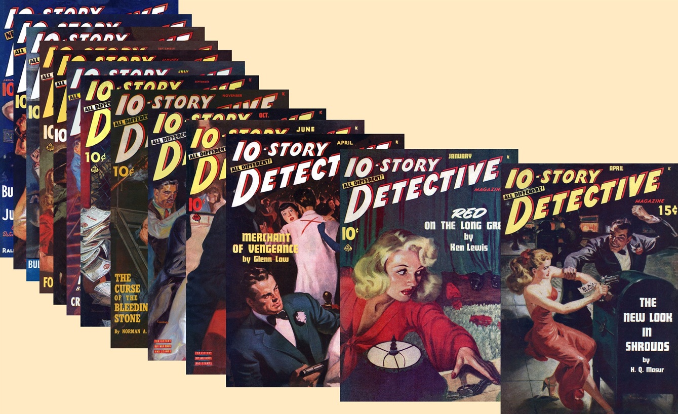10 STORY DETECTIVE magazine COVERS.