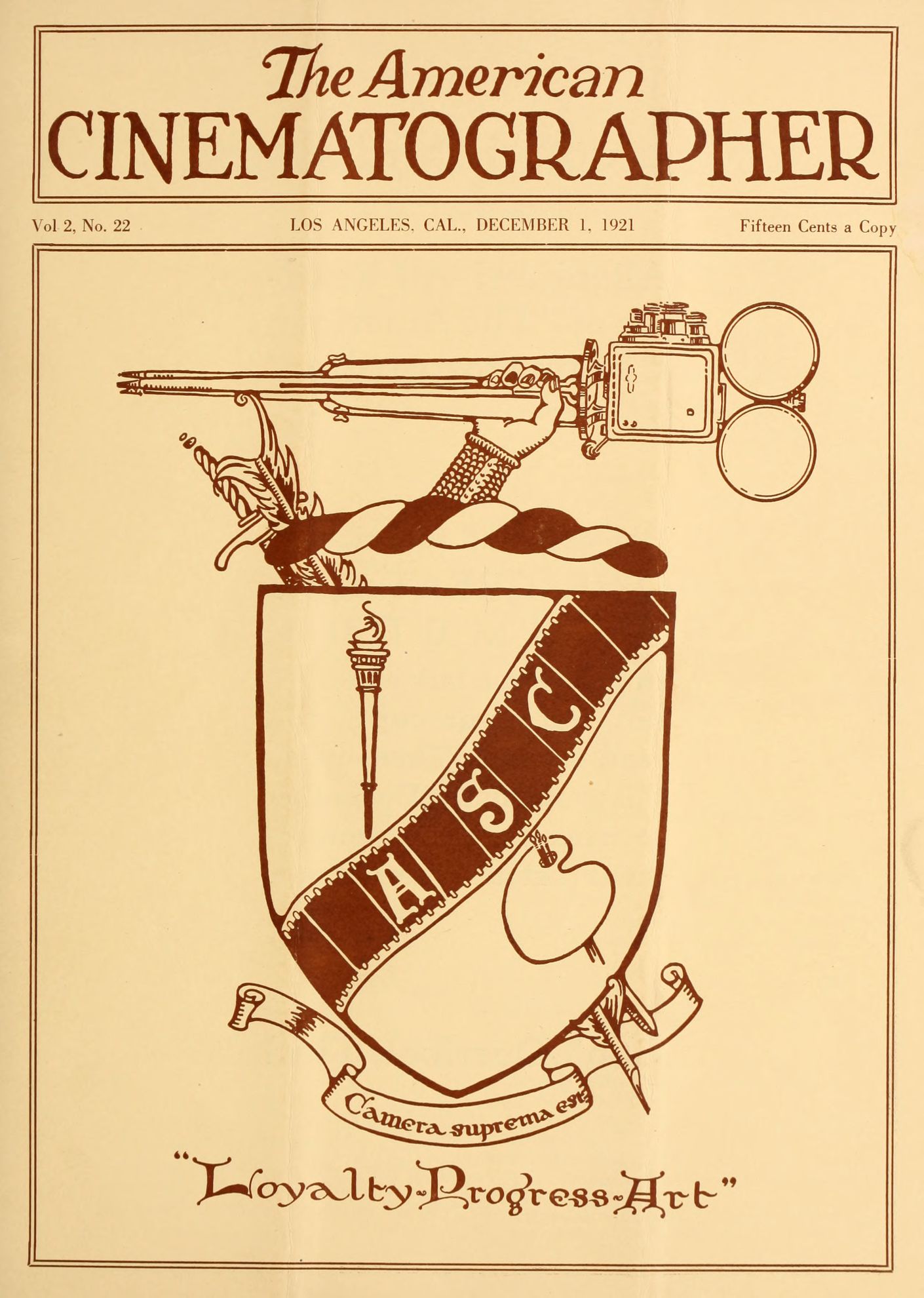 This image is a link to the PDF of the magazine THE AMERICAN CINEMATOGRAPHER from December 1, 1921.
