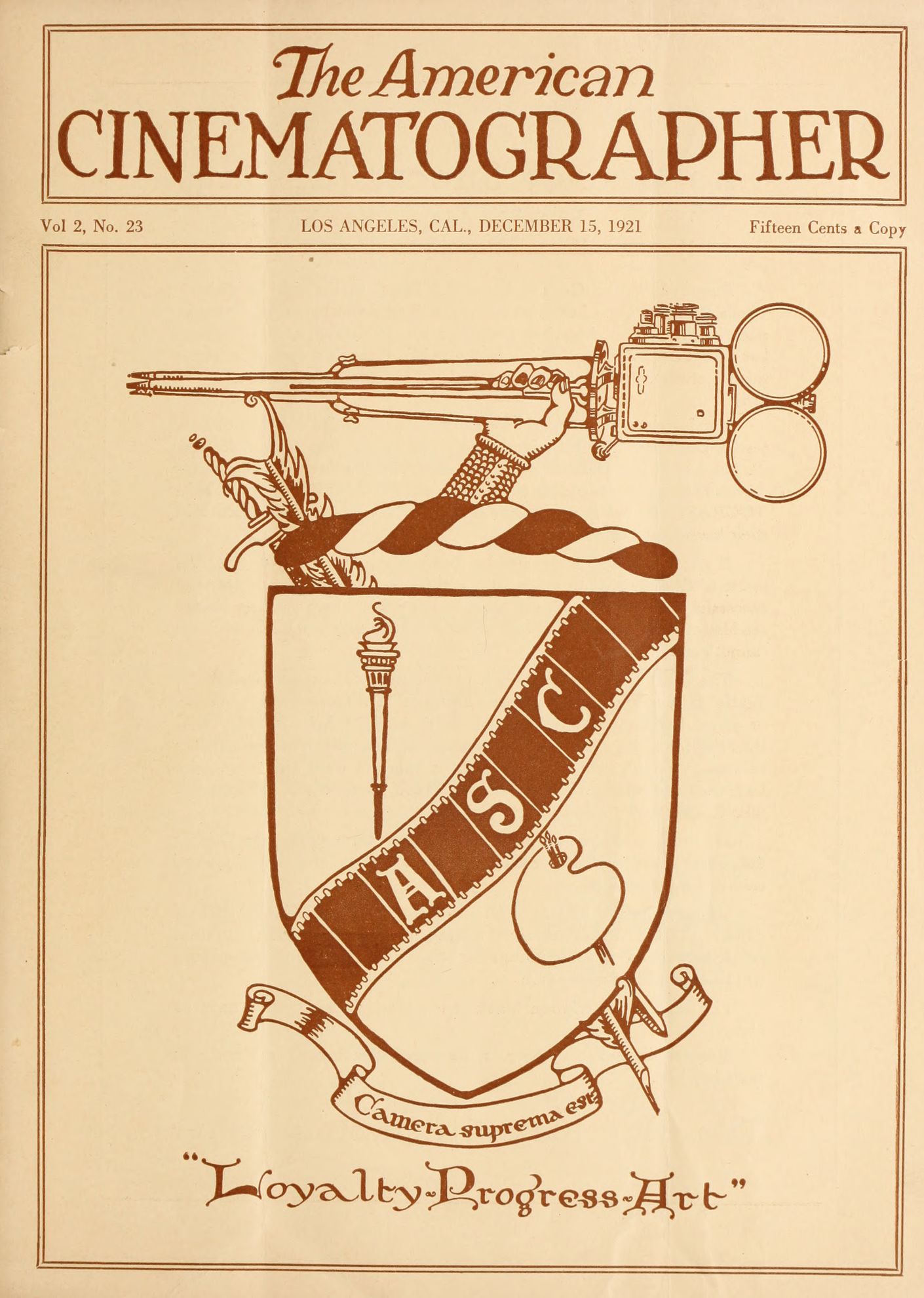 This image is a link to the PDF of the magazine THE AMERICAN CINEMATOGRAPHER from December 15, 1921.