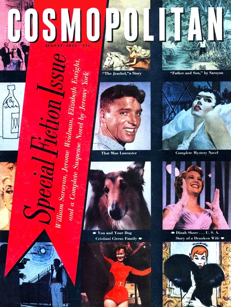 This image is a link to the PDF of the magazine COSMOPOLITAN from August 1955.