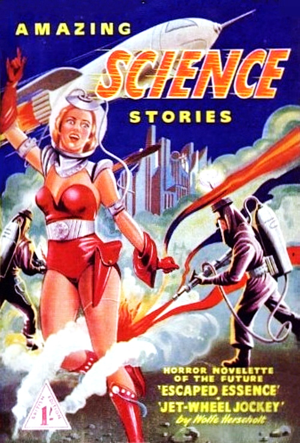 Cover of the science fiction magazine AMAZING SCIENCE STORIES from 1951.