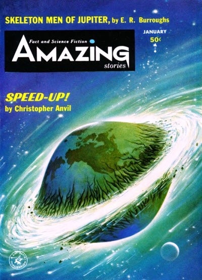 Cover of the science fiction magazine AMAZING STORIES from January 1964.