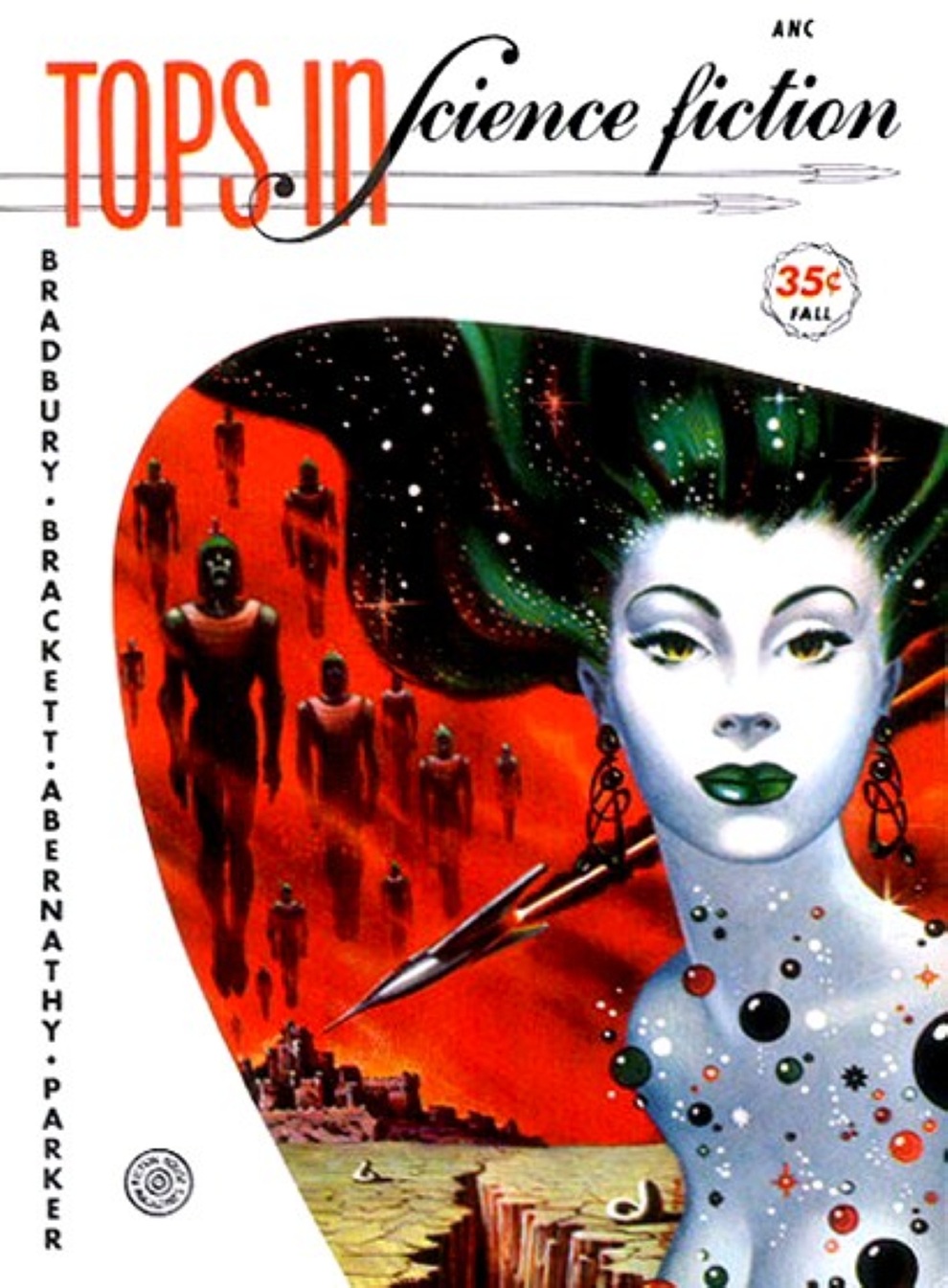 Cover of the science fiction magazine TOPS IN SCIENCE FICTION from Fall 1953.