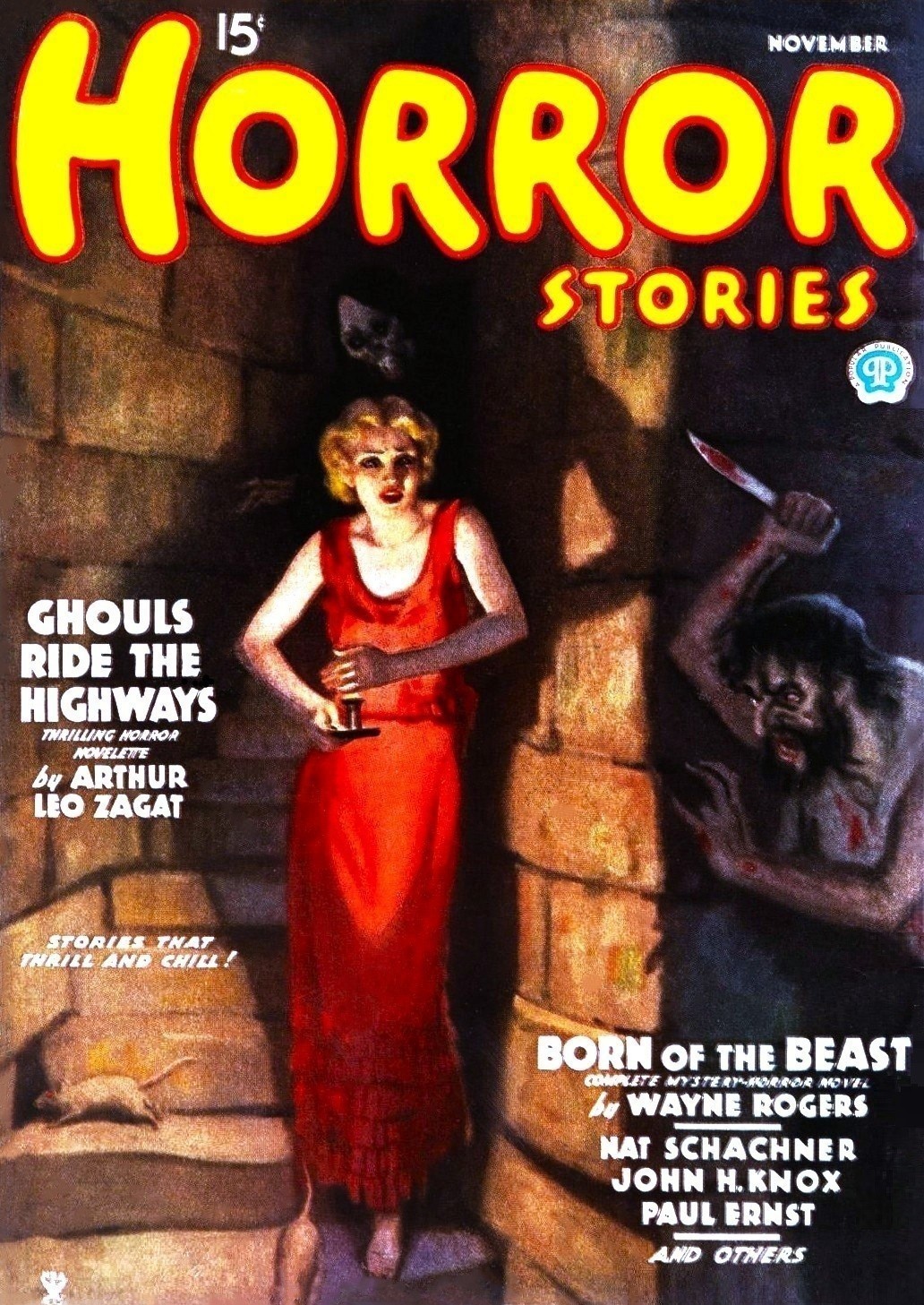 Cover of the pulp magazine HORROR STORIES from November 1935.