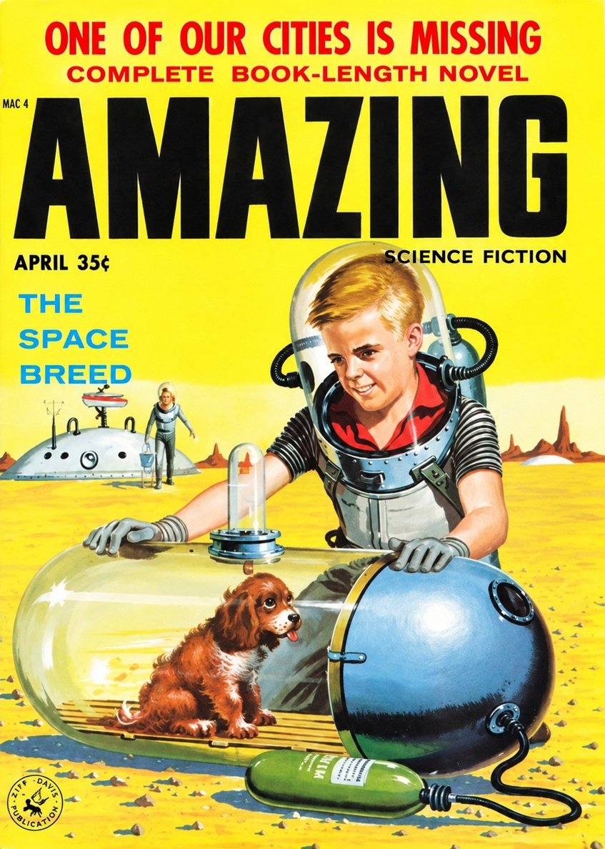 Cover of the magazine AMAZING SCIENCE FICTION from April 1958.