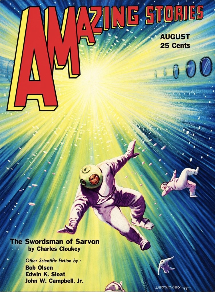 Cover of the science fiction magazine AMAZING STORIES from August 1932.