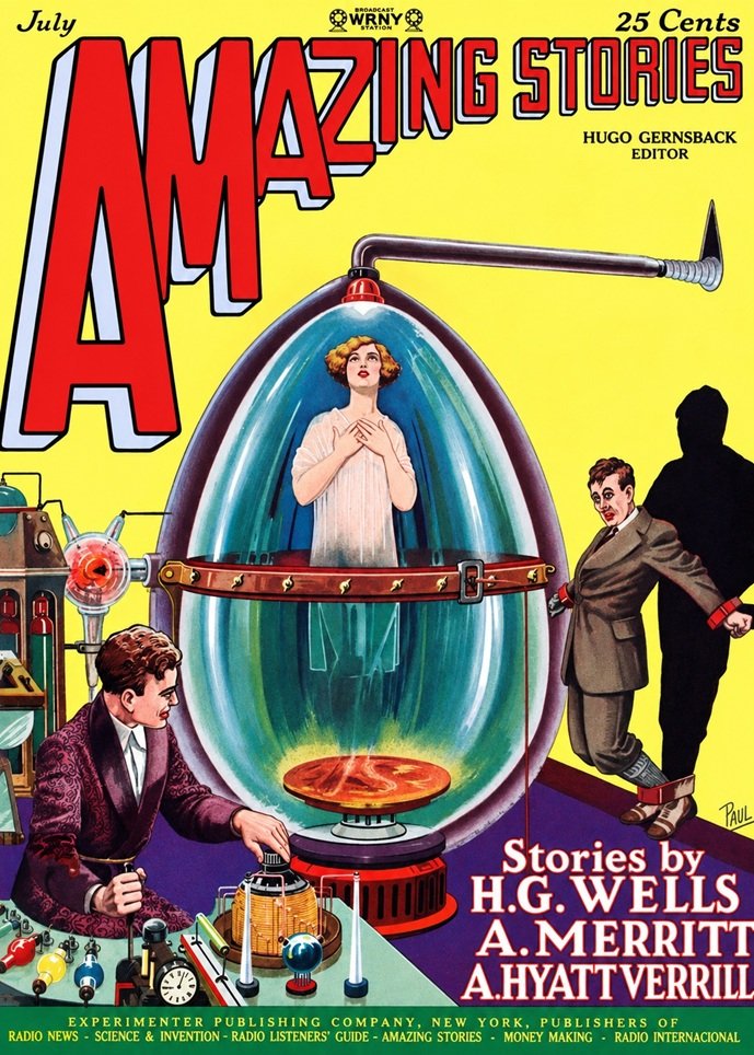 Cover of the sci fi pulp magazine AMAZING STORIES from July 1927.