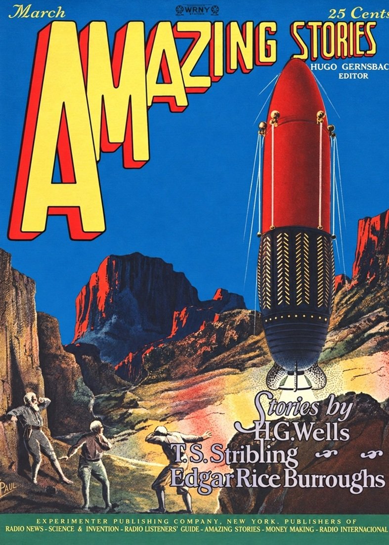 Cover of the science fiction magazine AMAZING STORIES from March 1927.
