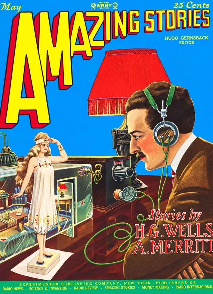 Cover of the science fiction magazine AMAZING STORIES from May 1927.