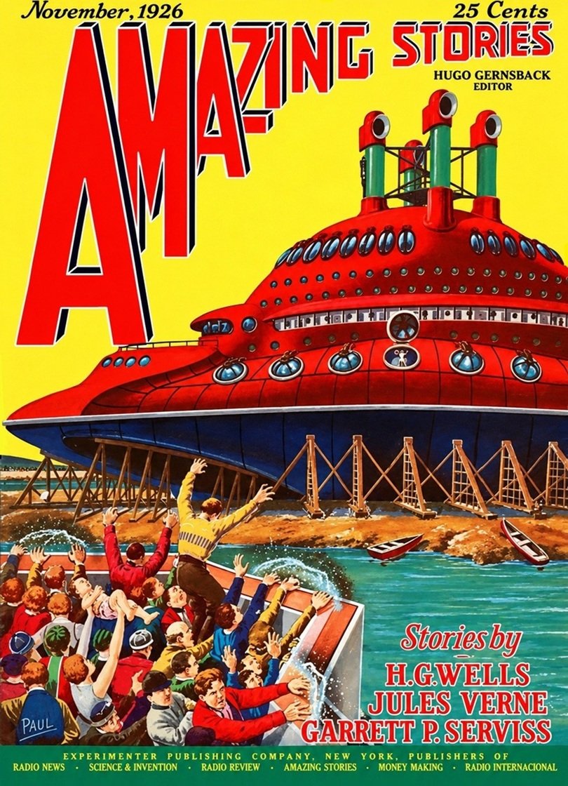 Cover of the science fiction magazine AMAZING STORIES from November 1926.