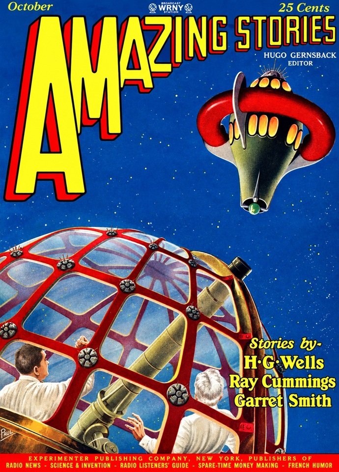 Cover of the sci fi magazine AMAZING STORIES from October 1927.