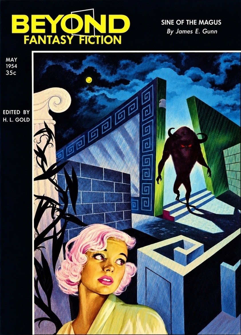 Cover of the magazine BEYOND FANTASY FICTION from May 1954.