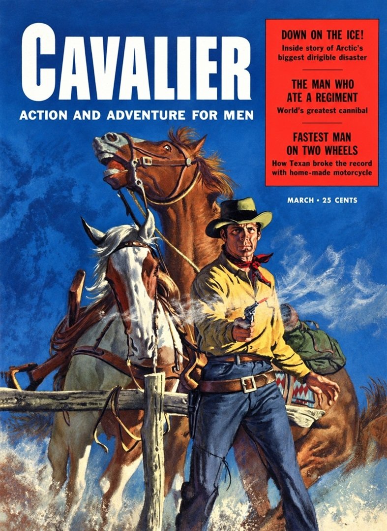 Cover of the western magazine CAVALIER from March 1957.
