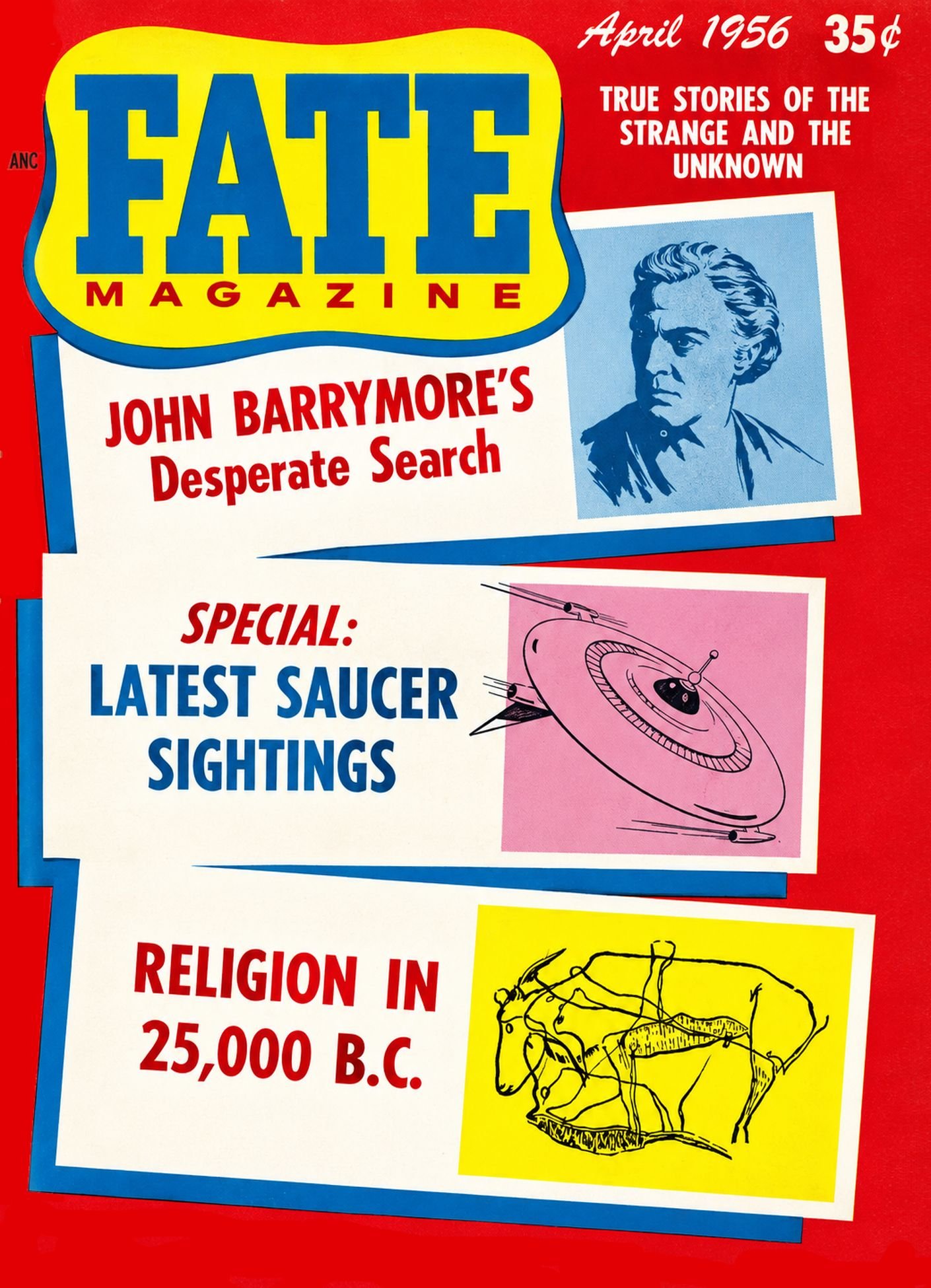 This image is a link to the PDF of the magazine FATE from April 1956.