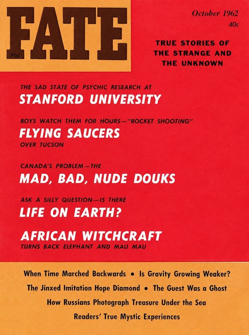 This image is a link to the PDF of the magazine FATE from October 1962.