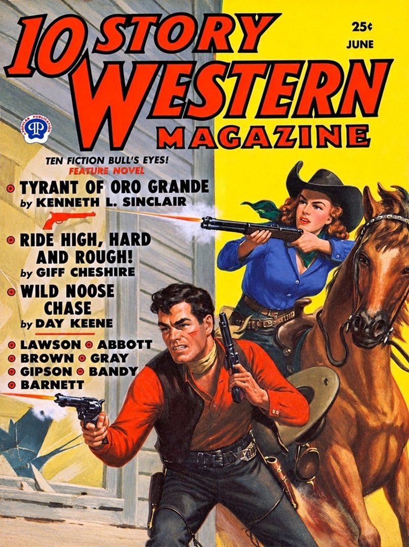 This image is a link to the PDF of the pulp magazine 10 STORY WESTERN MAGAZINE from June 1951.