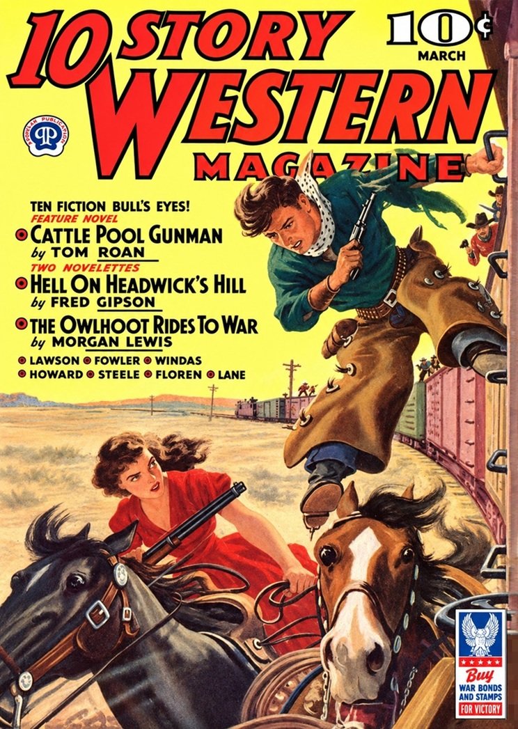 This image is a link to the PDF of the pulp magazine 10 STORY WESTERN MAGAZINE from March 1943.
