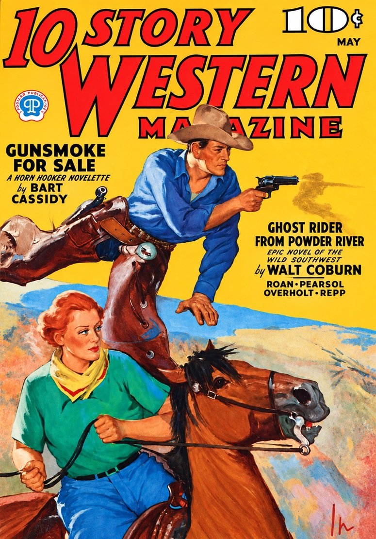 This image is a link to the PDF of the pulp magazine 10 STORY WESTERN MAGAZINE from May 1937.