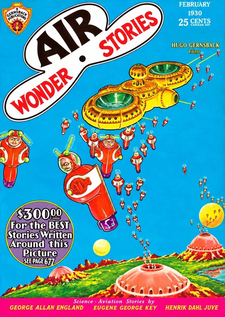 Cover of the pulp science fiction magazine AIR WONDER STORIES from February 1930.