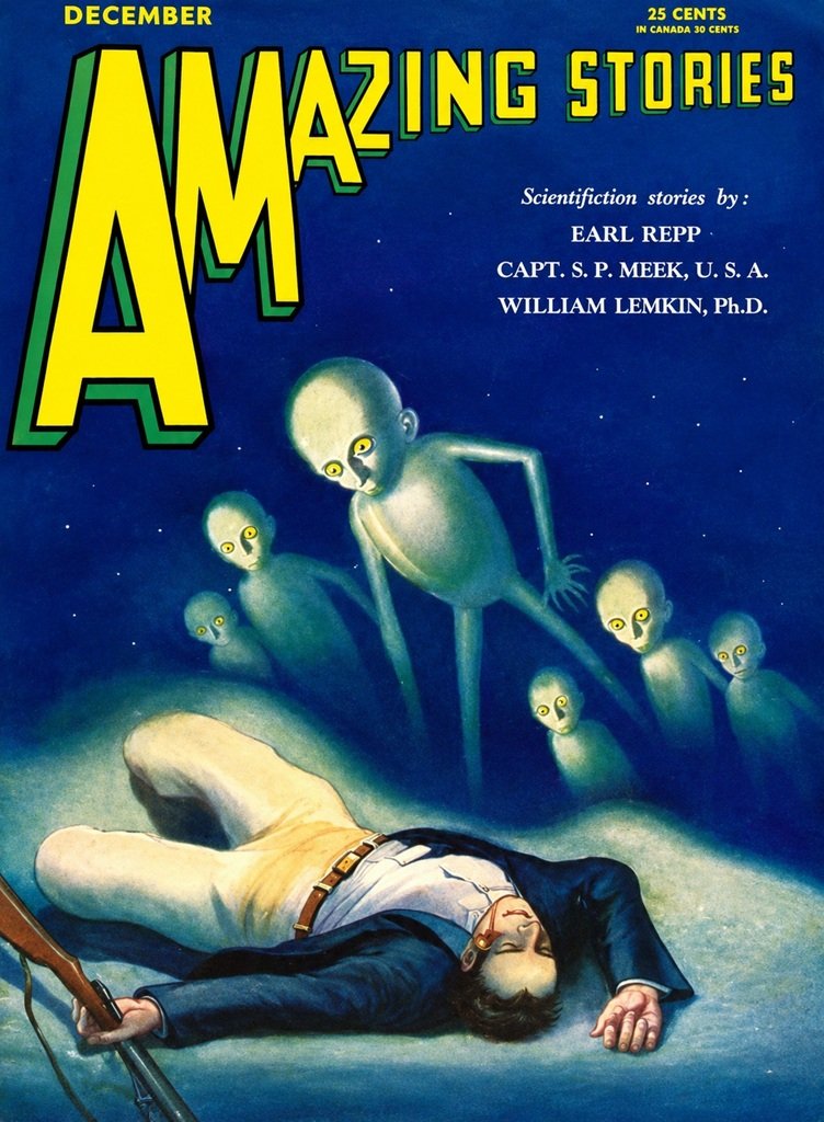 Cover of the science fiction pulp magazine AMAZING STORIES from December 1930.