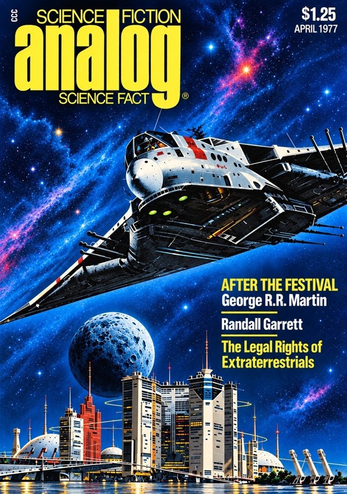 Cover of the science fiction magazine ANALOG from April 1977.