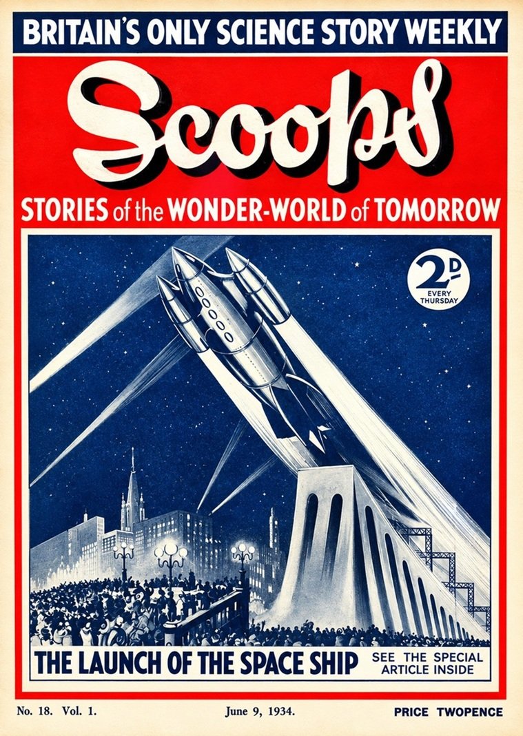 This image links to the PDF of the early science fiction magazine SCOOPS from June 9, 1934.