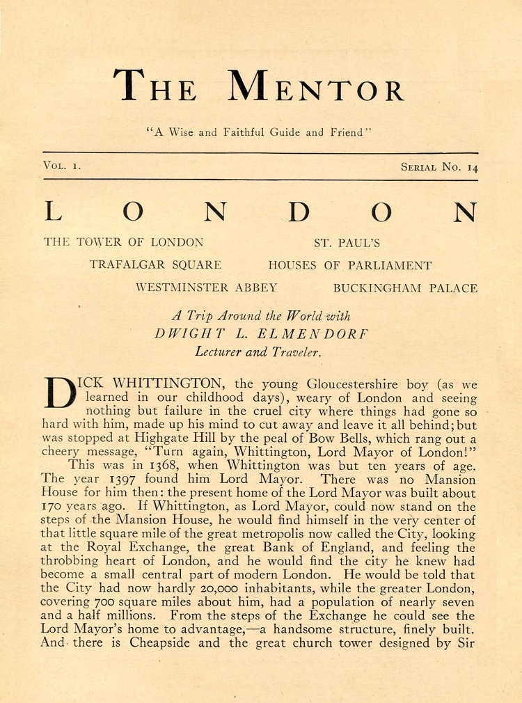 THE MENTOR - LONDON - 1913