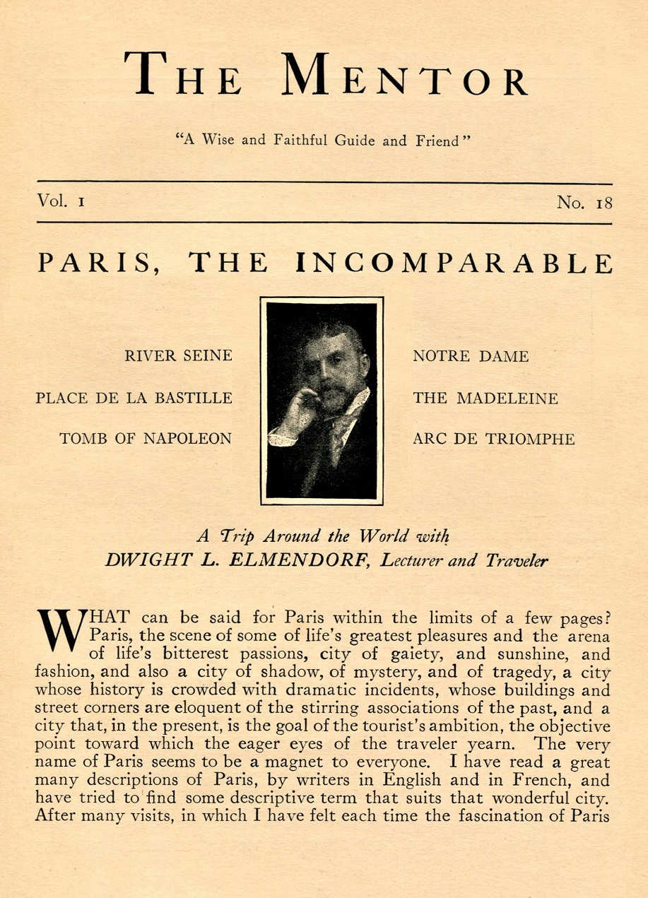 THE MENTOR - PARIS, THE INCOMPARABLE - 1913