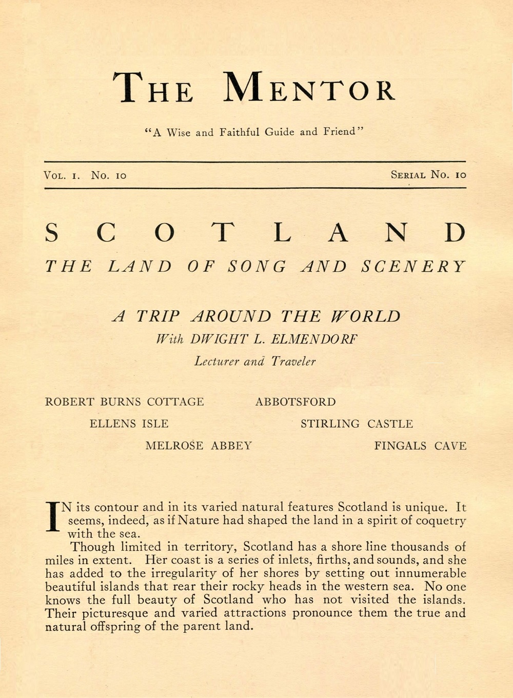 THE MENTOR - SCOTLAND THE LAND OF SONG AND SCENERY - 1913