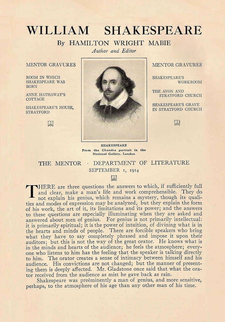 THE MENTOR - WILLIAM SHAKESPEARE - September 1, 1914