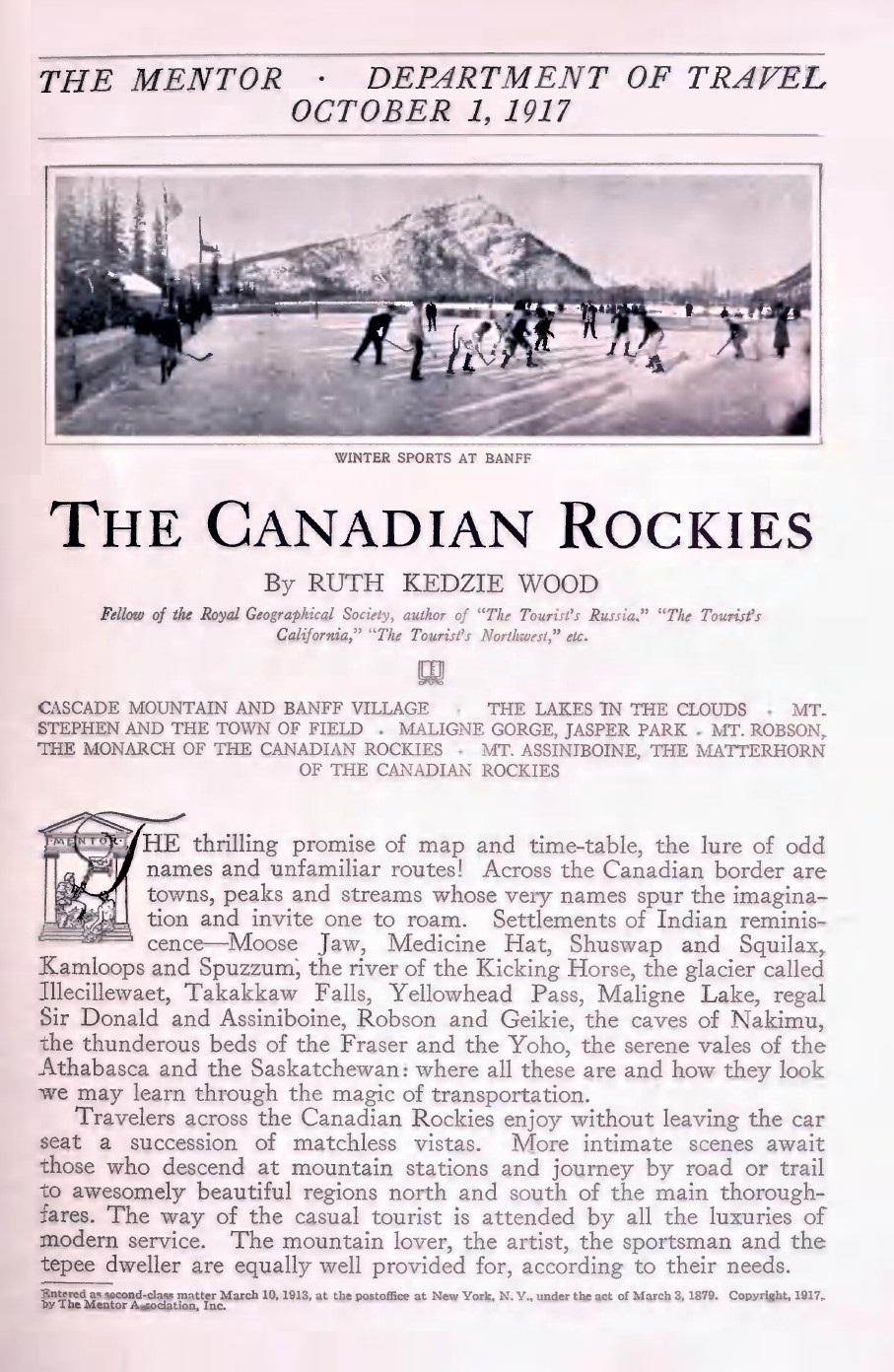 THE CANADIAN ROCKIES - October 1, 1917