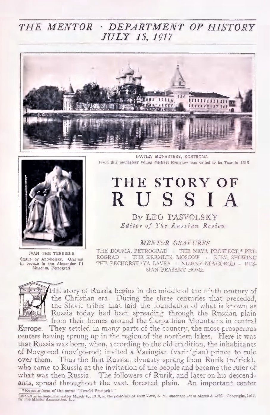 THE MENTOR - THE STORY OF RUSSIA - July 15, 1917