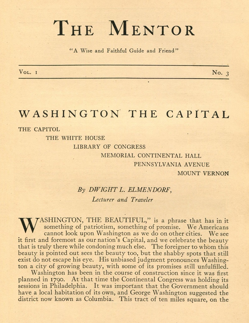 THE MENTOR - WASHINGTON THE CAPITAL - 1913