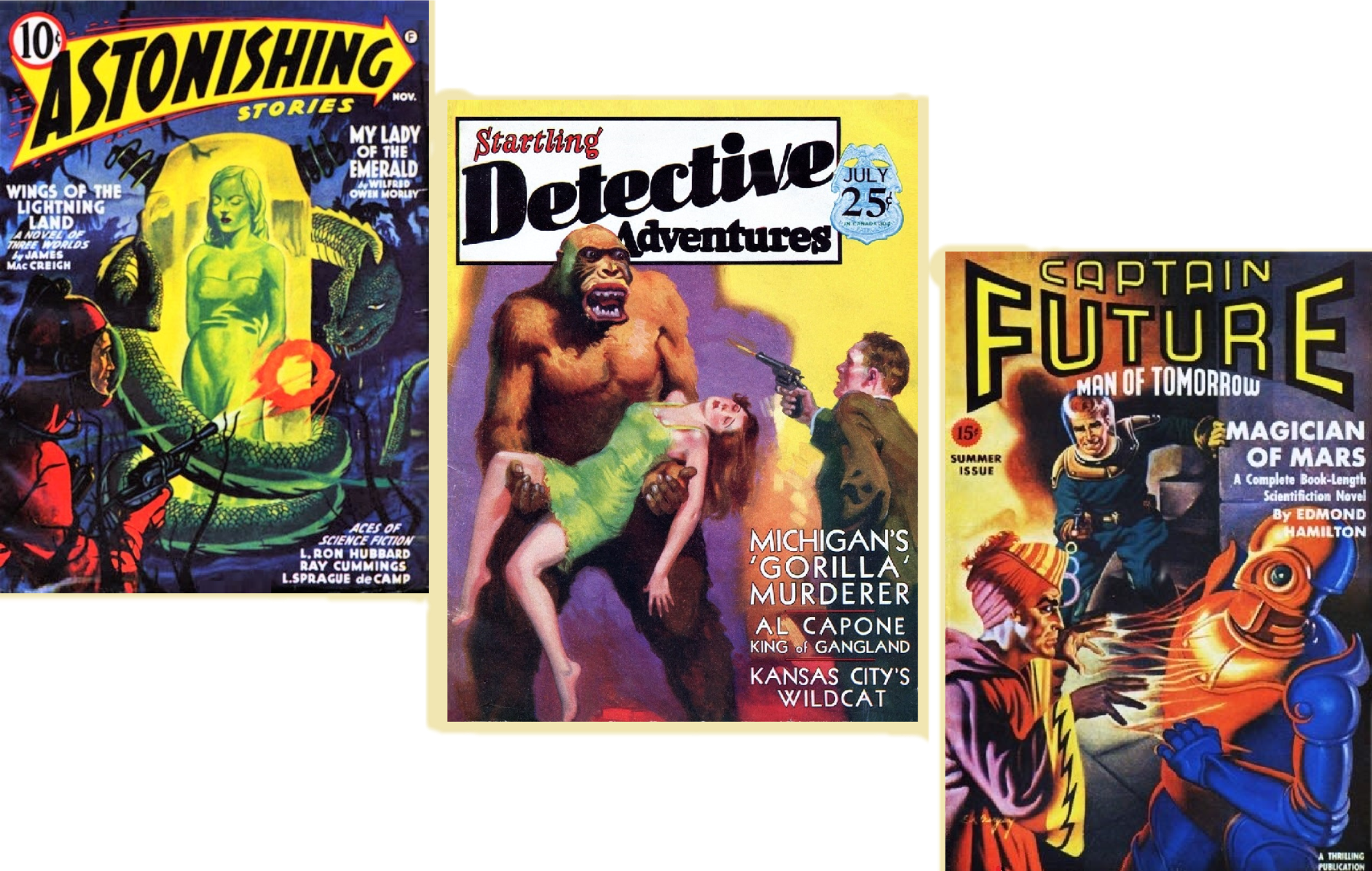 three pulp magazines