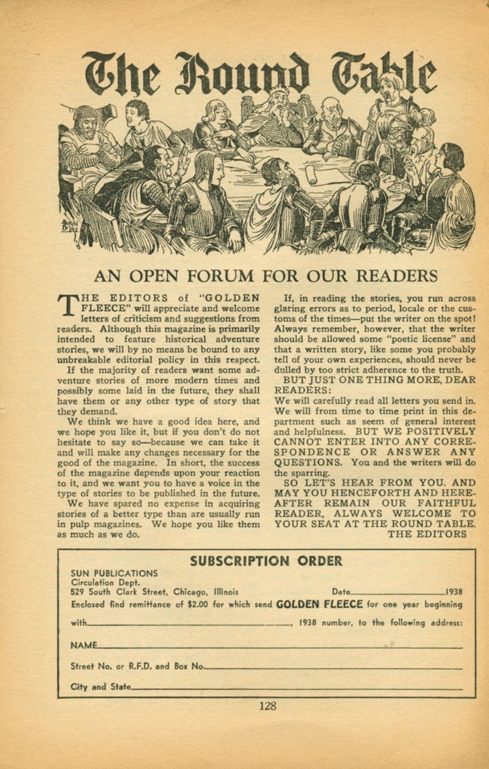 GOLDEN FLEECE - First issue editorial, October 1938