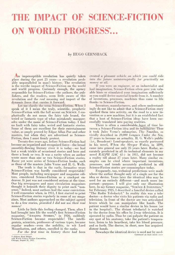 SCIENCE FICTION PLUS - First issue editorial, March 1953